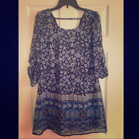 Floral Boho 3/4 Sleeve Dress - Picture 1 of 6